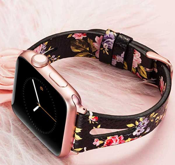Wearlizer Dámské květinové hodinky Apple Watch Band