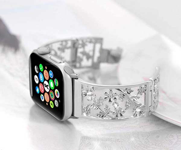 Květinový řemínek s kovovým řemínkem pro Apple Watch