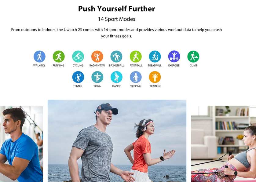 více sportovních režimů Umidigi Uwatch 2s