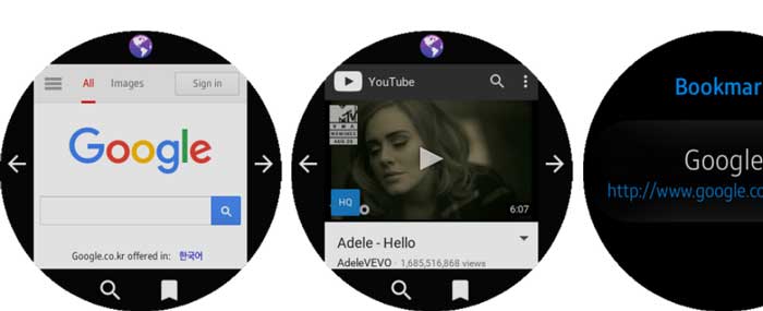 Aplikace GearBrowser pro hodinky Samsung Galaxy je aktivní