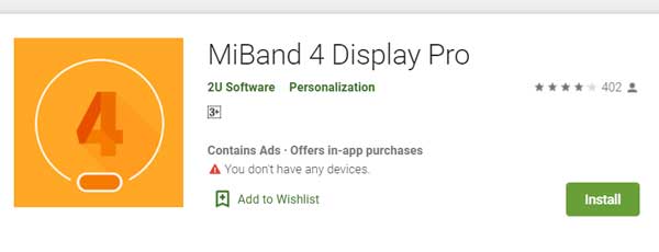 Software MiBand4 Display Pro od společnosti 2U
