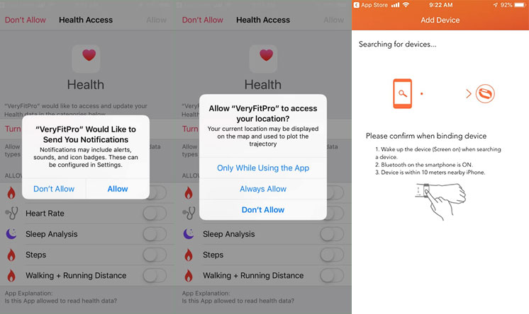VeryFitPro-app-oprávnění