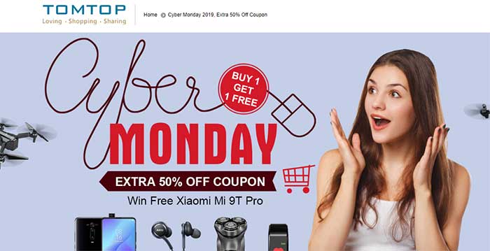 Tomtop.com Úžasný černý pátek a Cyber ​​Monday Deal