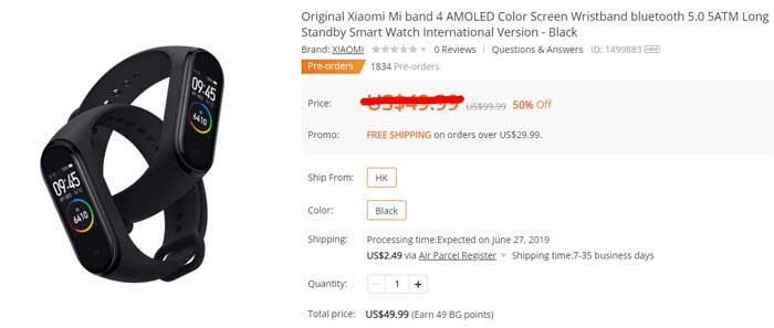 Kód kupónu Xiaomi Mi Band 4